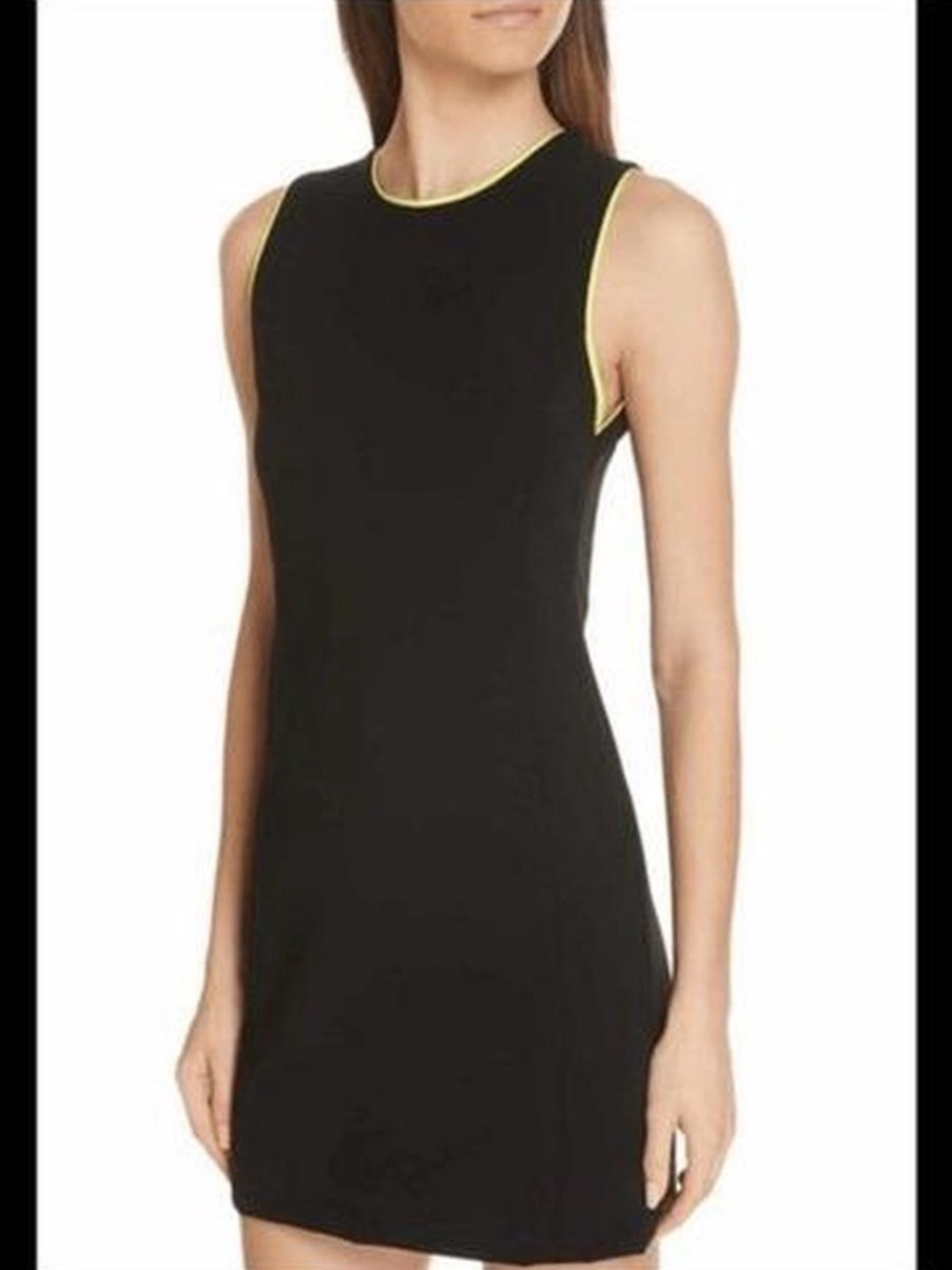 Alice + Olivia little black sleeveless dress with neon contrast trim mini 2